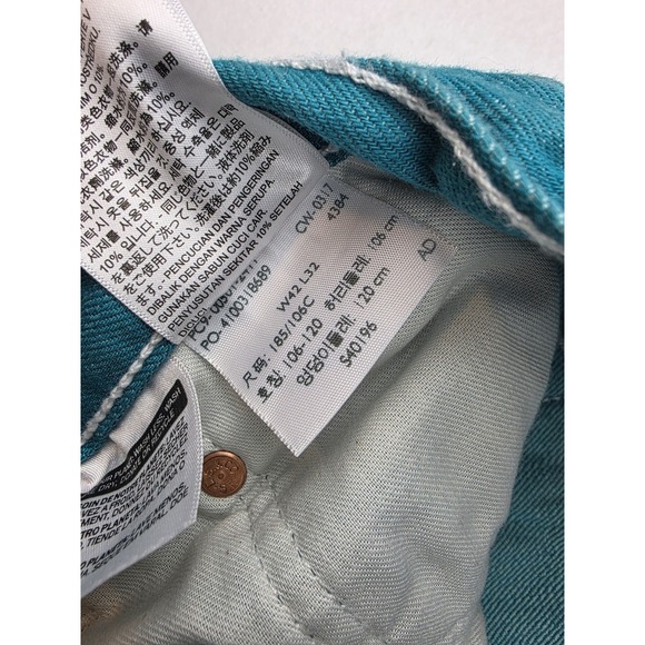 2017 Levi's 501 Coral‎ Blue Men's Denim Jean Pants Shrink To Fit 42x32 Buttonfly - Picture 5 of 10